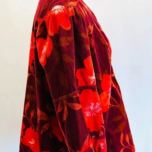 NWT SONOMA Women 3/4 Sleeve Pullover V-Neck Corduroy Cotton Floral Shirt Sz PXXL - Picture 6 of 14